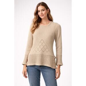 MSRP $150 ✨ Yonca Triko Intricate Knit Sweater – Size S/M | Drawstring Waist ✨